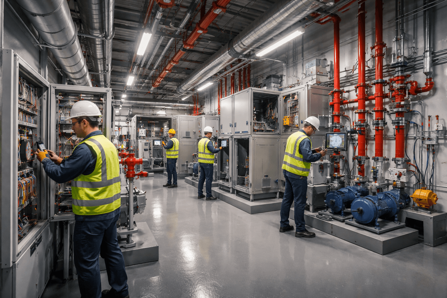 Maintenance technician inspecting panel